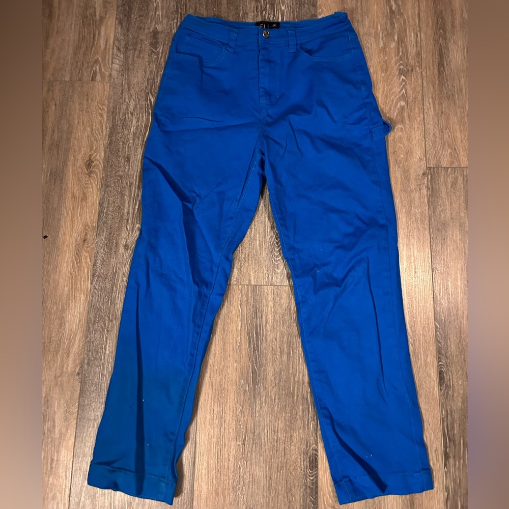 Unisex Blue Slim Fit Casual Pants
